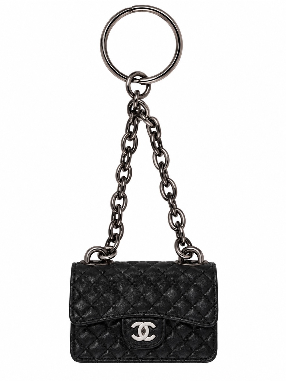 NOVELTY Micro Quilted Flap Bag Charm / Fashion Keychain